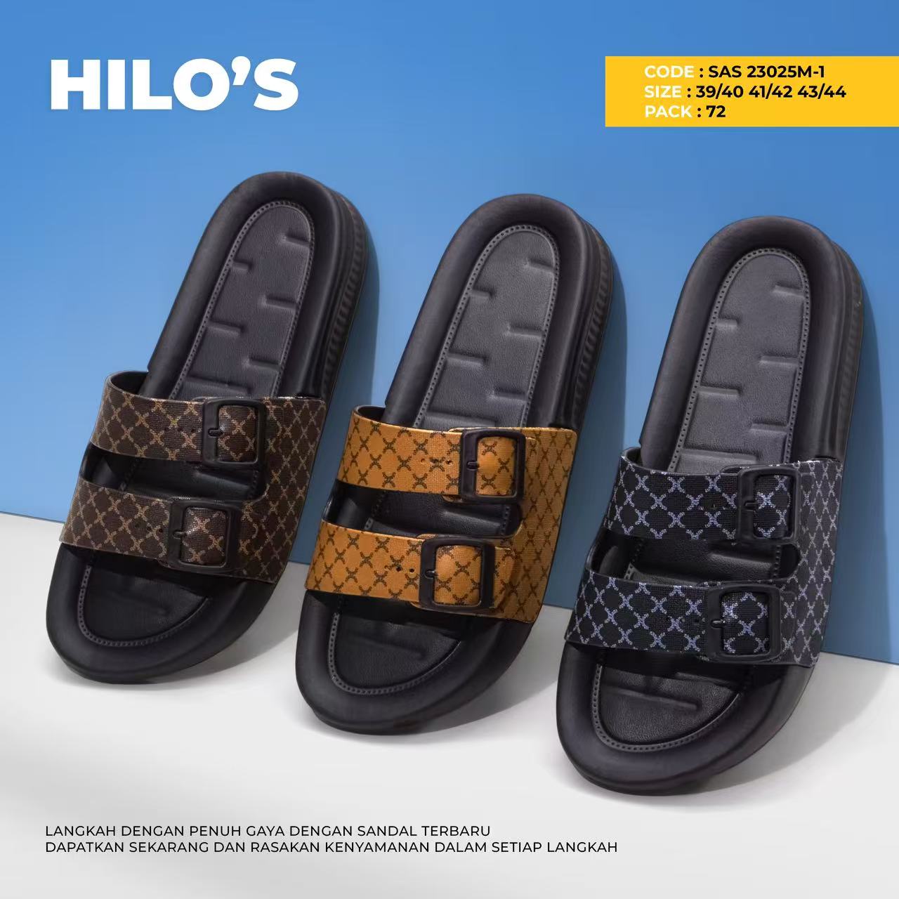 Sandal Slop Ban Dua Pria Trendy Empuk Tidak licin